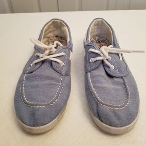 Canvas Casual Woman's Blue Canvas Shoes Lace Up Size 8